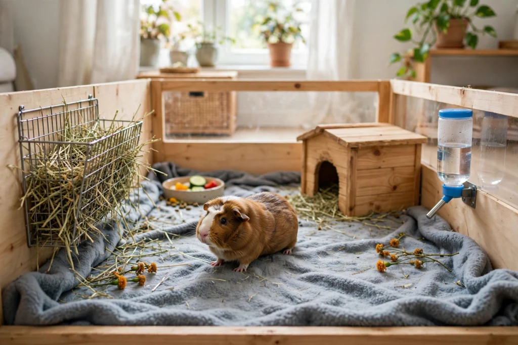 Guinea pig cage with adequate space