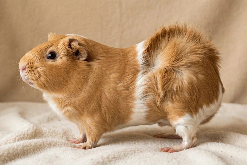 Male guinea pig rumblestrutting, a common dominance behaviour in boars.